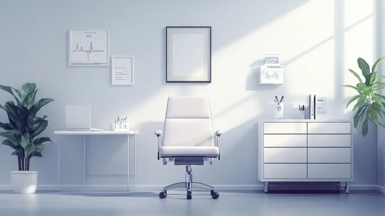 Consulta médica moderna, luminosa y minimalista